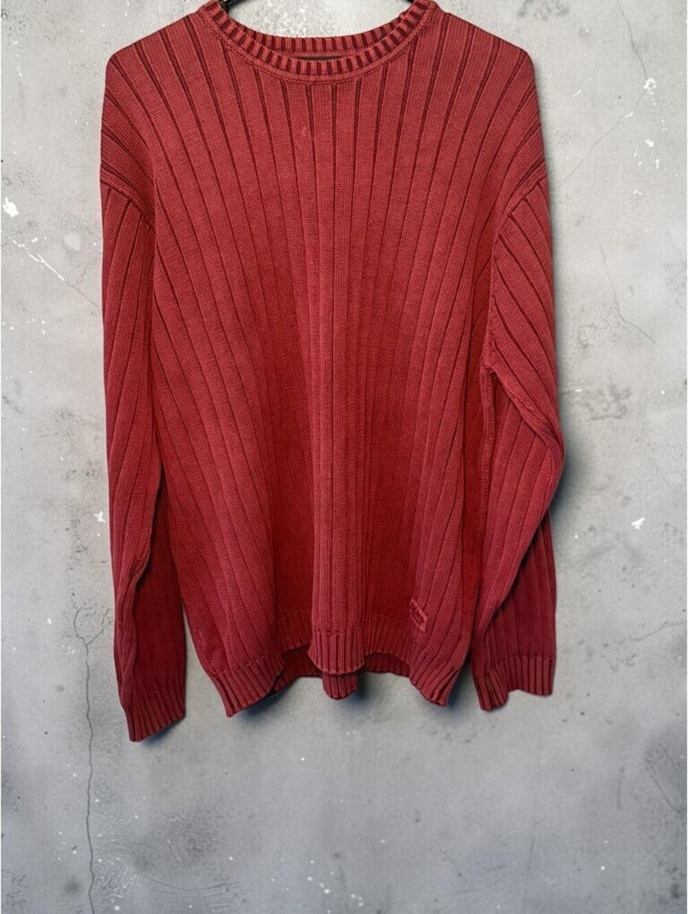 IZOD Jeans Men’s Red Ribbed 100% Cotton Crewneck Pullover Sweater